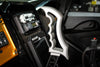 Fully machined out of 6160 aluminum 2 piece machined handbrake Machined top handle Machined lower stem Machined clevis Optional pass through master cylinder sizes (5/8″ or 3/4″) Optional aluminum forged 11:1 ratio bracket (comes with master cylinder option) Color options: anodized black, anodized clear or polished aluminum Stainless steel handle hardware High quality shoulder bolts & hardware 18'' tall handle MADE IN THE USA
