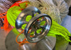 Fully machined 2.5" billet aluminum Yo-Yo. Custom grooved 10 ball bearing for sleeping. Response pads for quick return. Machined holes cutting the air as the Yo-Yo is in full motion, also allowing the billet machined cuts to drop weight for highest performance. Stainless steel cap nuts. Machined finish. MADE IN THE USA.